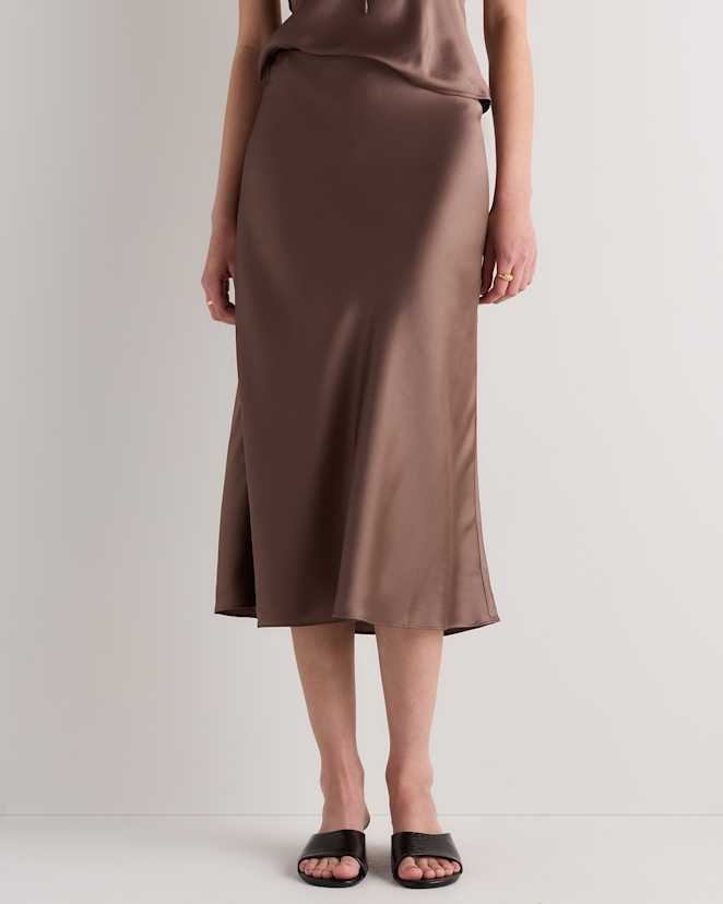 Mink Taupe 100% Washable Silk Skirt