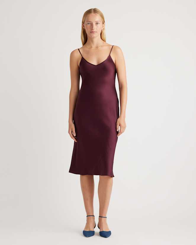 Wine Tasting Red 100% Washable Silk Slip Dress