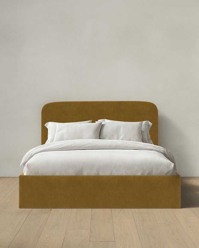 Butterscotch Curved Bed in Performance Velvet