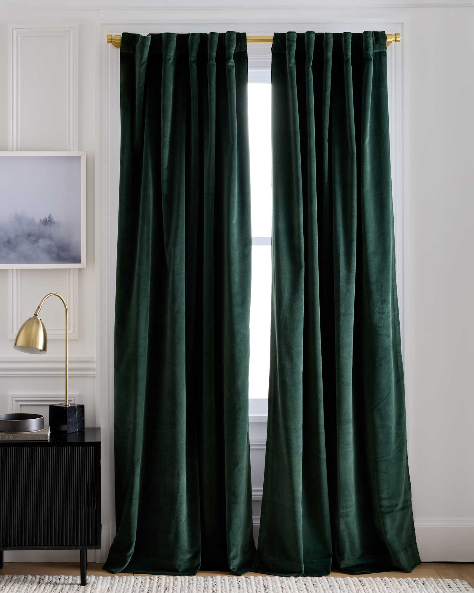 spruce Cotton Velvet Room Darkening Curtain