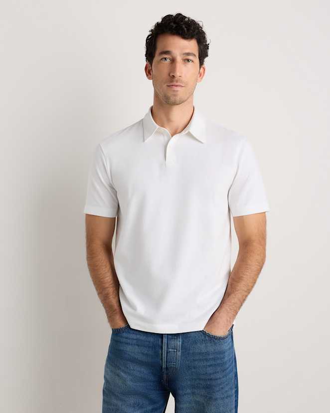 Classic White 100% Organic Sueded Jersey Polo