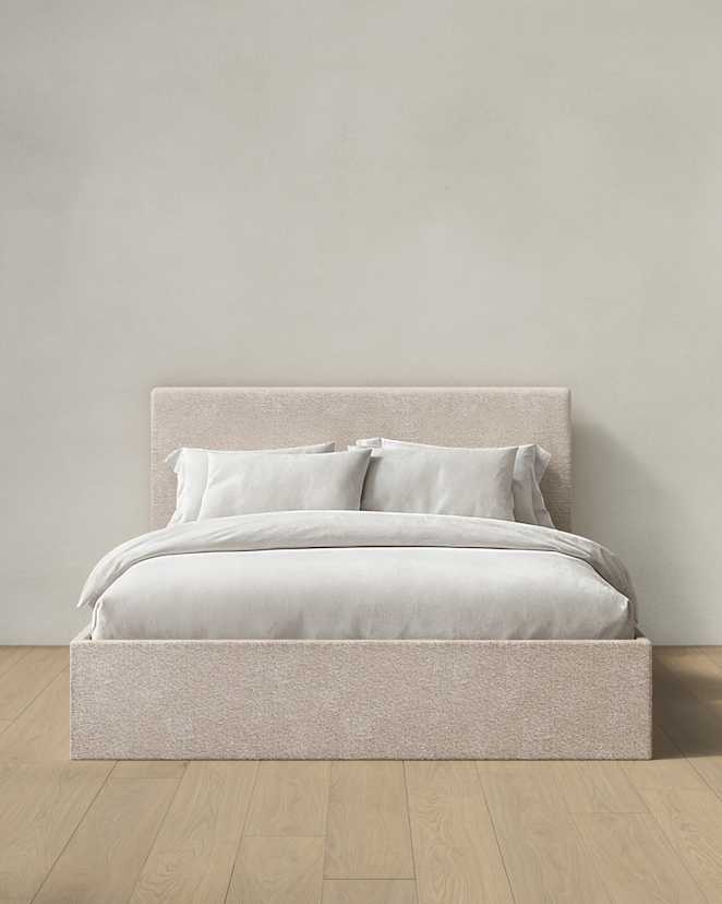 Ivory Plush Boucle Square Bed