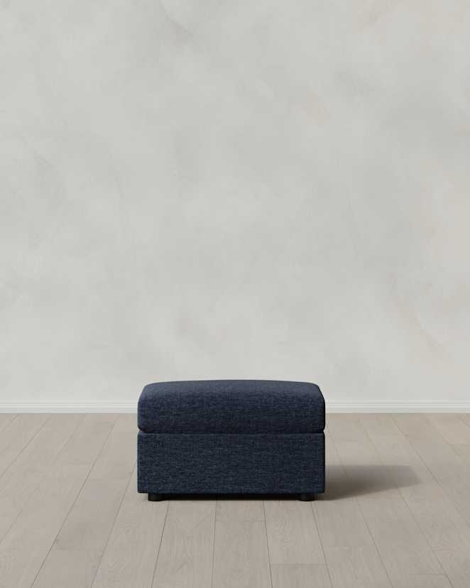 Ink Brennan Ottoman in Performance Chenille Linen Blend
