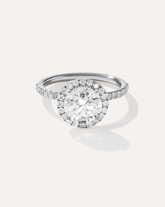 Platinum Lab Grown Diamond Round Halo Pave Engagement Ring - 2ct