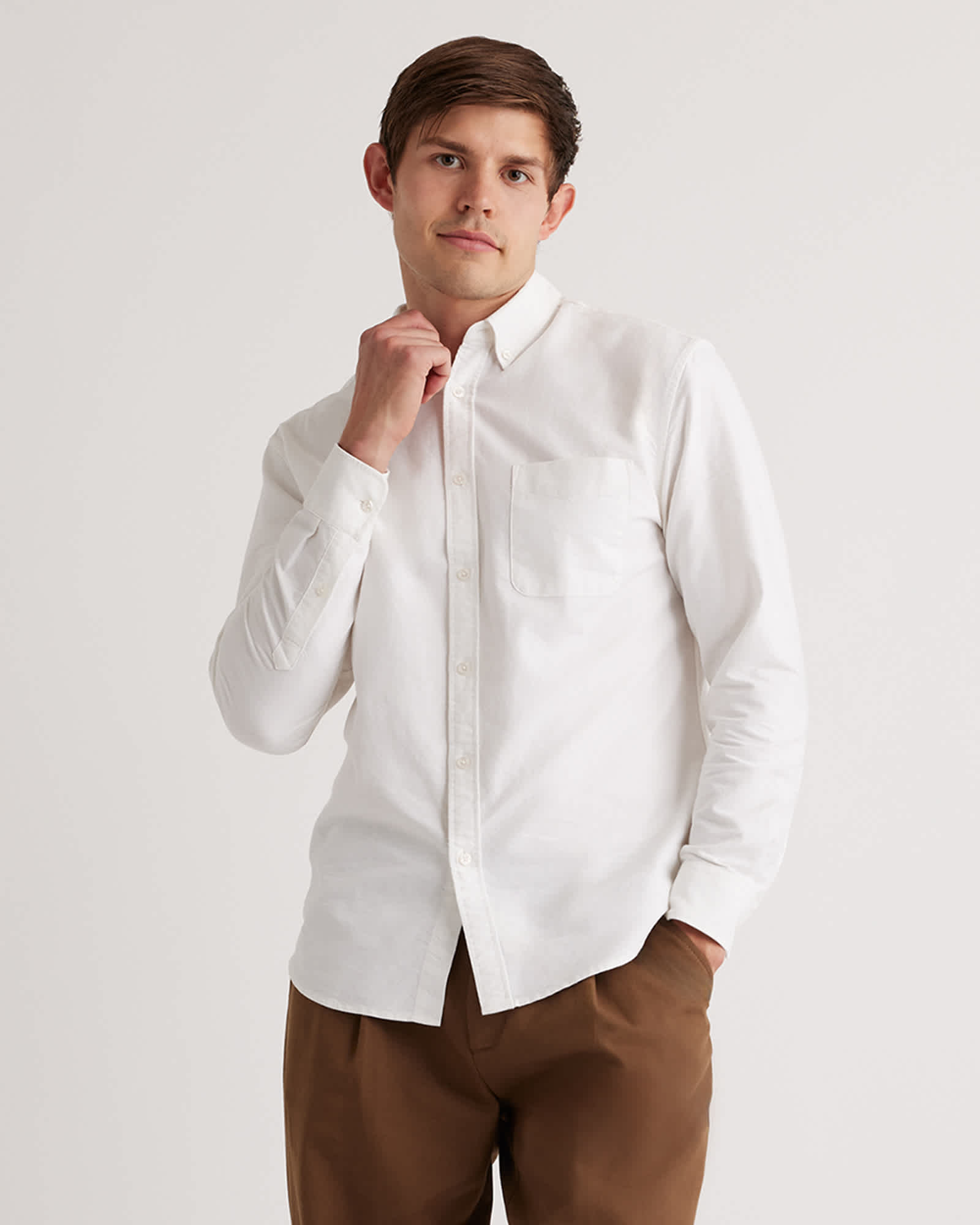 M-WVN-26-WHT 1146 white 100% Organic Cotton Oxford Shirt