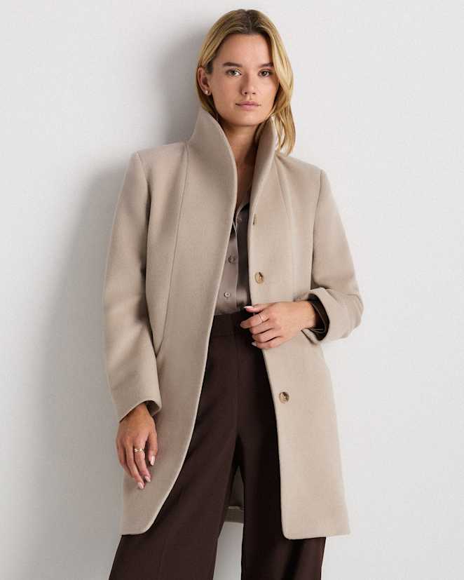 Melange Sand Dune Wool Cashmere Cocoon Coat
