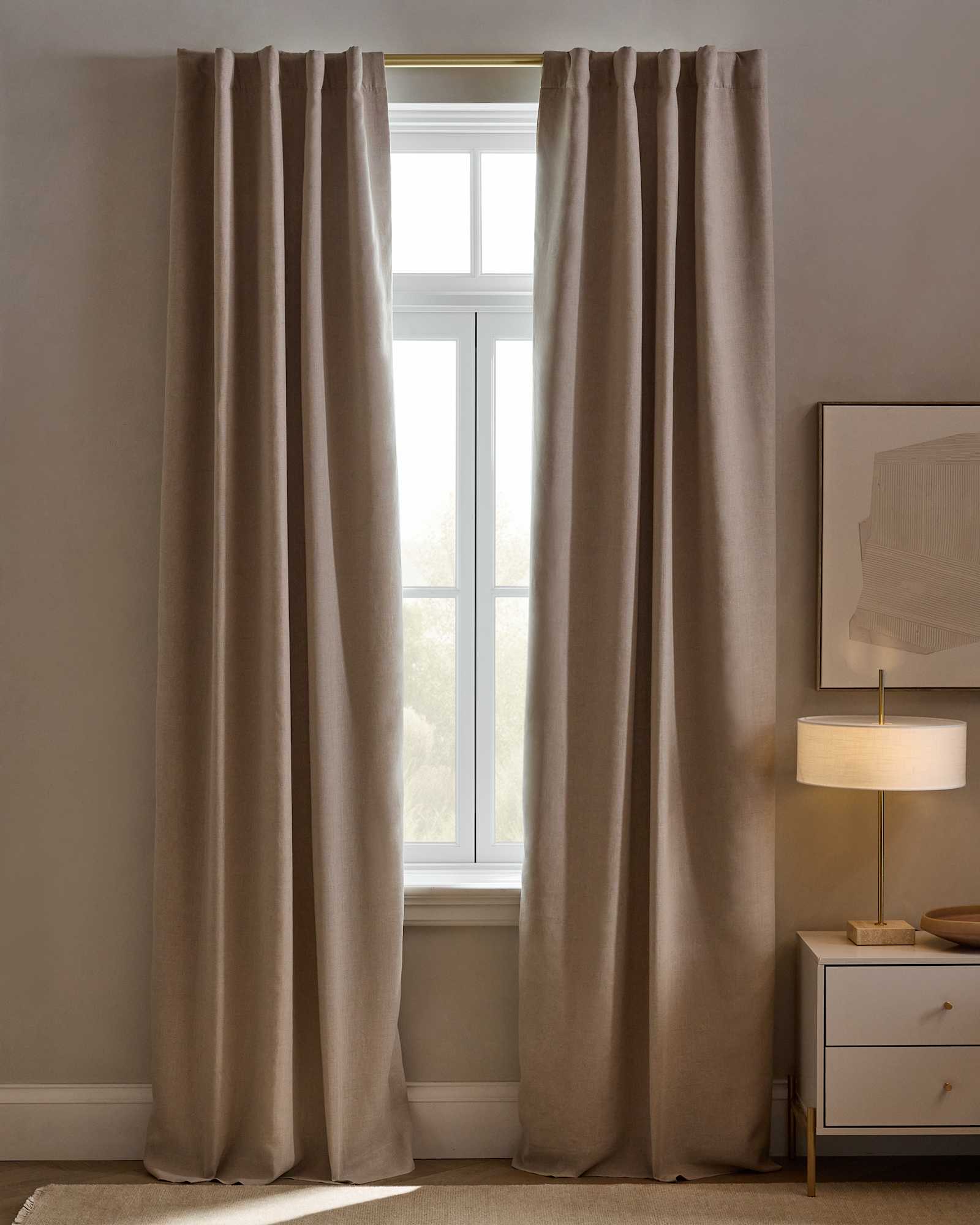 dark-flax European Linen Room Darkening Curtain - Single Panel