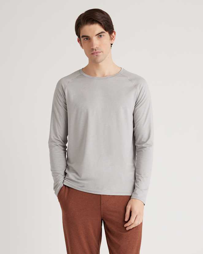 Heather Pale Grey Flowknit Breeze Performance Long Sleeve Tee