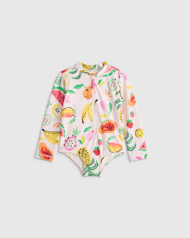 Fruit Punch Long Sleeve Zip-Up Swimsuit
