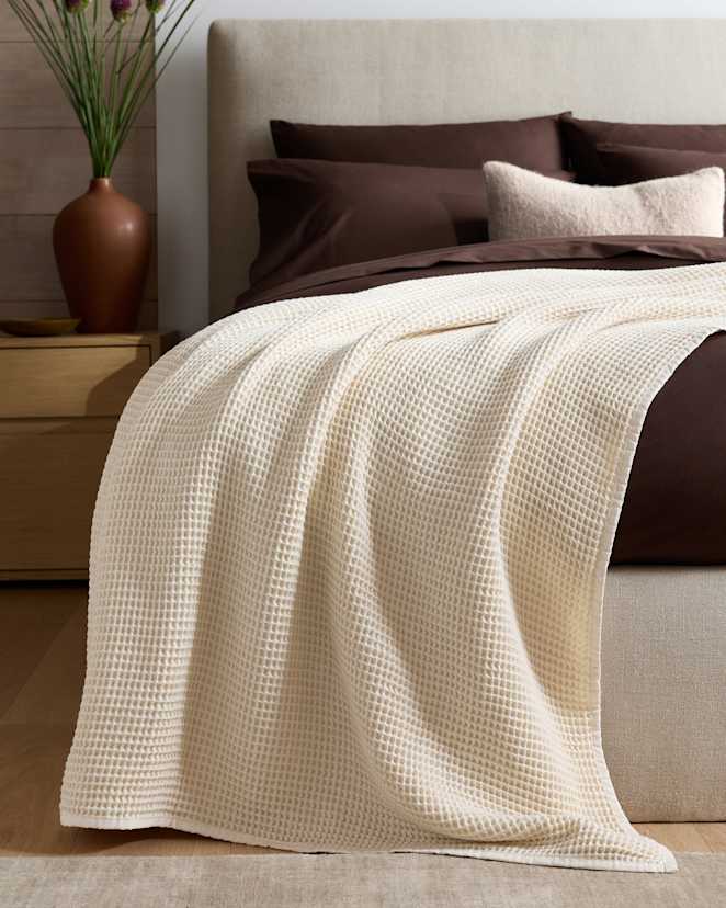 Undyed Couverture en tissu gaufré de coton biologique