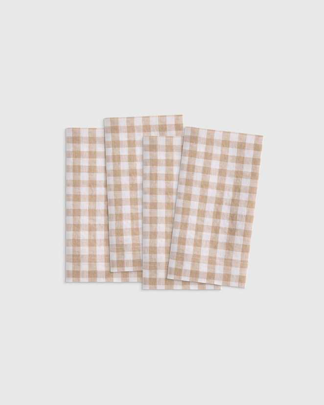 Cafe European Linen Wide-Hem Gingham Napkins (Set of 4)