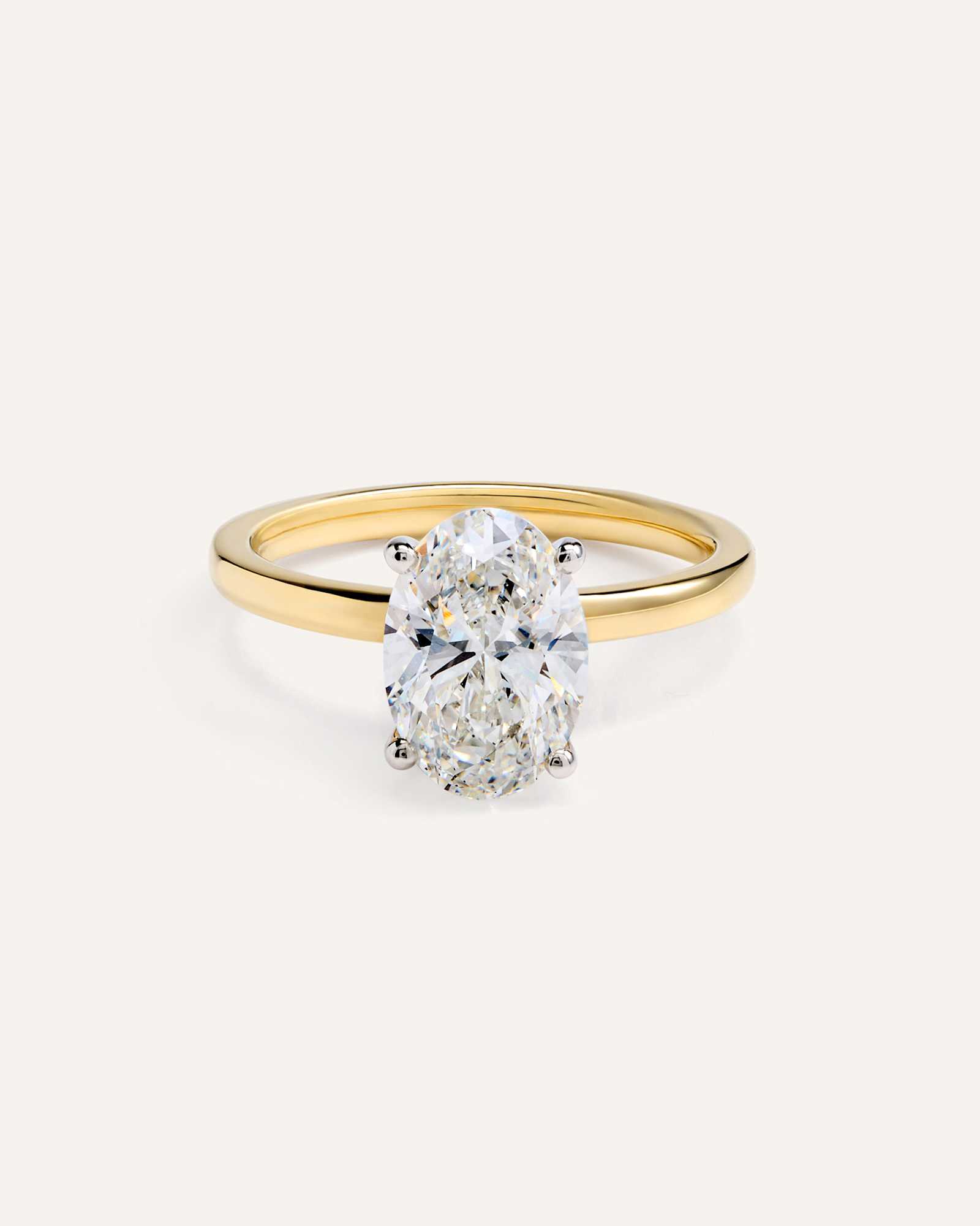 Yellow Gold Lab Grown Diamond Oval Comfort Fit Engagement Ring - 2.5ct