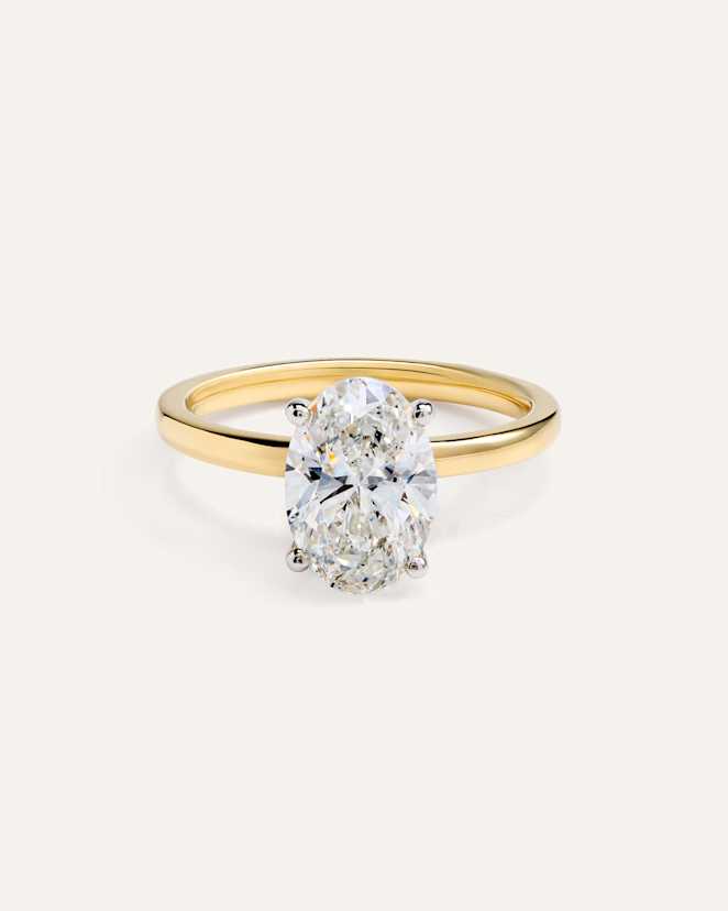 Yellow Gold Lab Grown Diamond Oval Comfort Fit Engagement Ring - 2.5ct