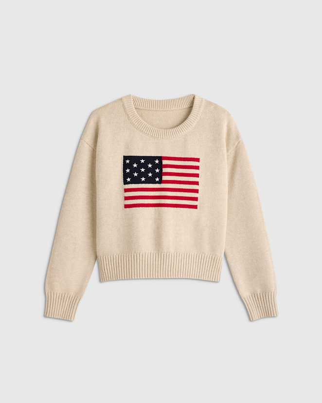 Speckled Beige Kids 100% Organic Cotton Flag Sweater