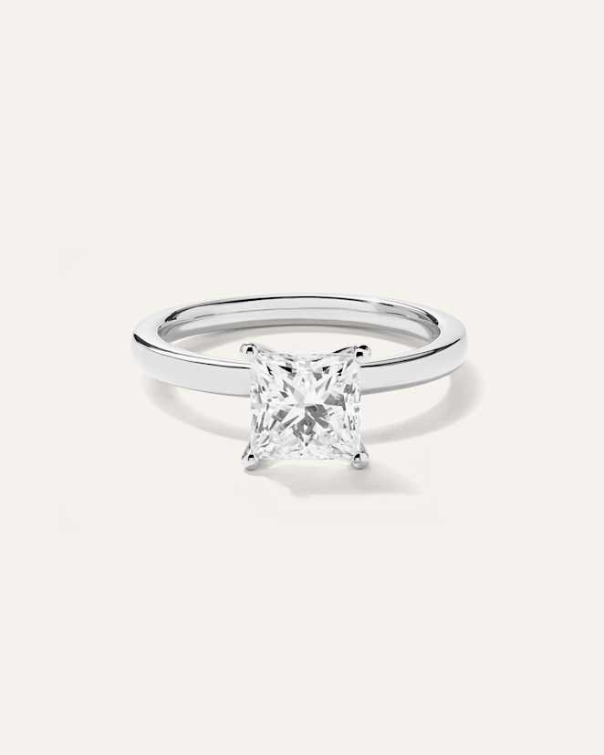 Platinum Lab Grown Diamond Princess Comfort Fit Engagement Ring - 1.5ct