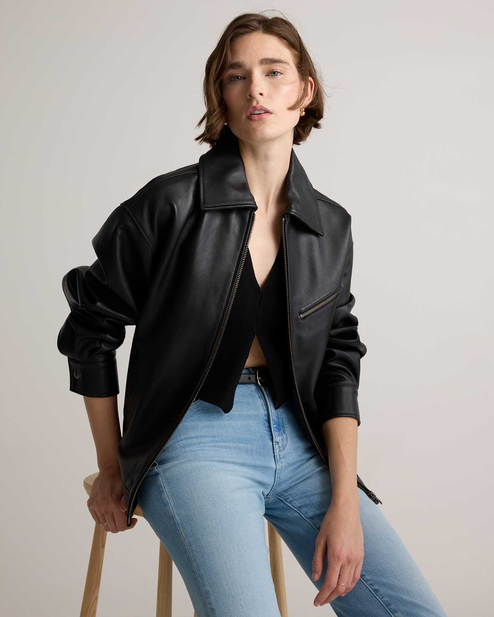 W-PNT-189-FRSTBL-1502 EDITED true-black 100% Leather Oversized Bomber Jacket