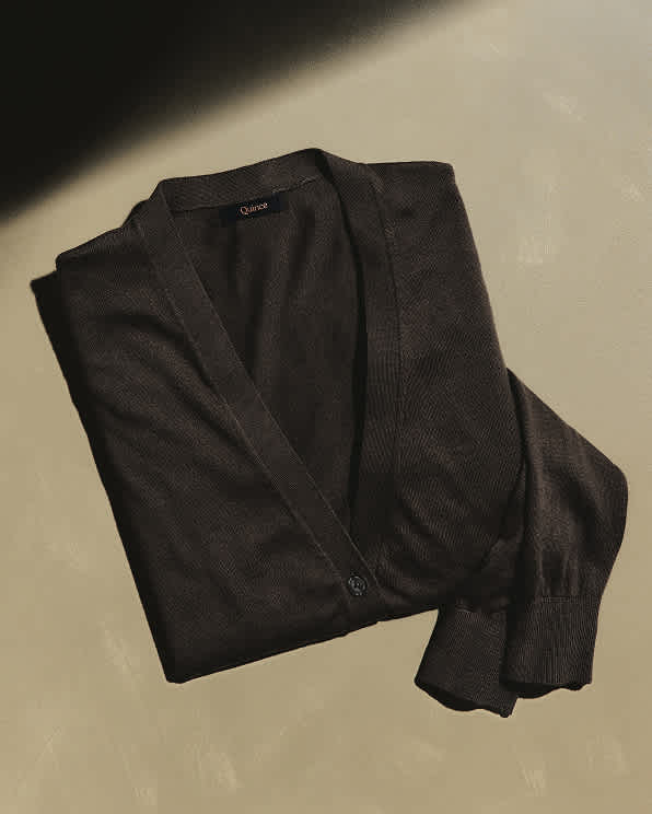 Mocha Heather Cardigan léger en coton et cachemire