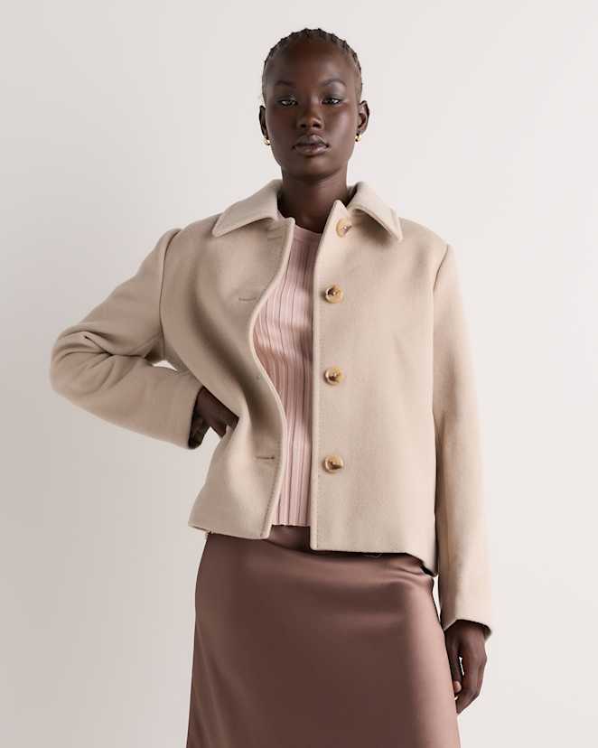 Melange Sand Dune Wool Cashmere Short Coat