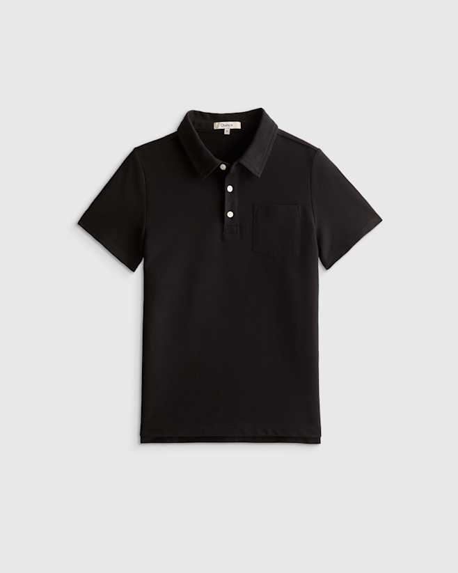 Black Organic Cotton Short Sleeve Pique Polo
