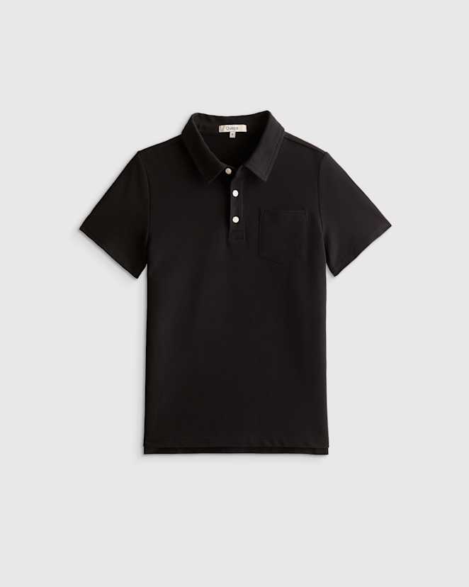 Black Organic Cotton Short Sleeve Pique Polo