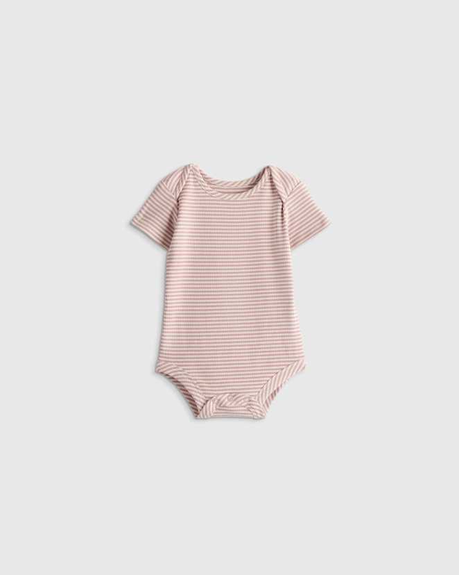Lilac Stripe Softest Rib Short Sleeve Bodysuit