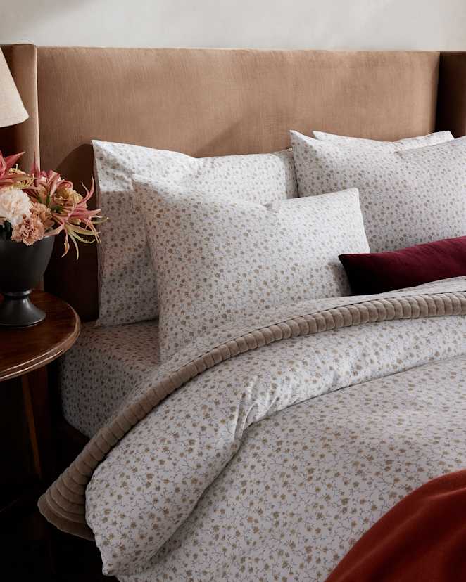 Toffee Florette Classic Organic Percale Floral Sham Set