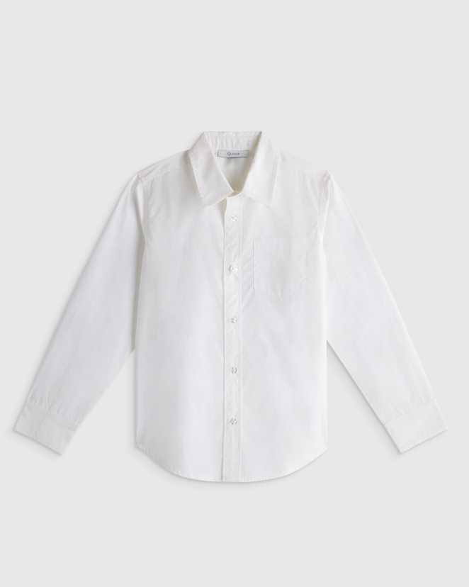 White 100% Organic Cotton Poplin Long Sleeve Button Down