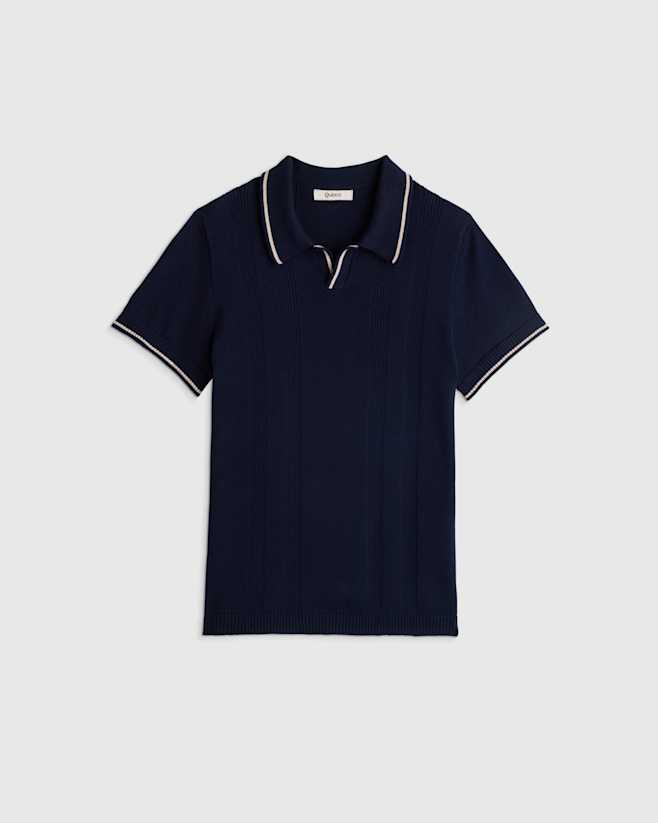 Navy Boys 100% Organic Cotton Short Sleeve Sweater Polo