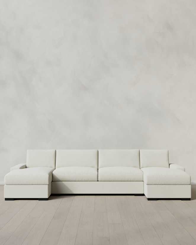 Ivory Stillman U Sectional in Performance Basketweave