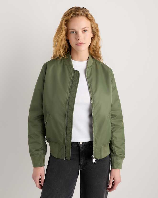 Classic Sage Green Flight Nylon Bomber Jacket
