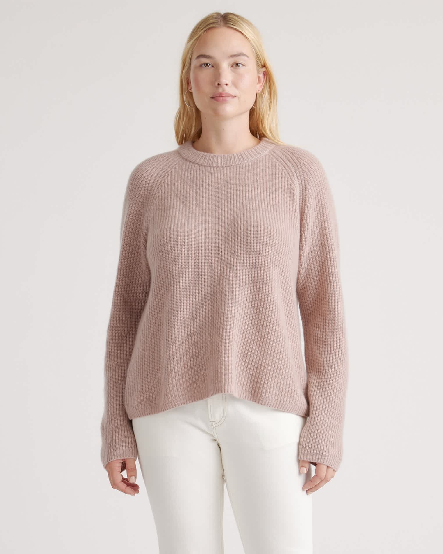 Mink Pink Mongolian Spring Cashmere Fisherman Crewneck Sweater