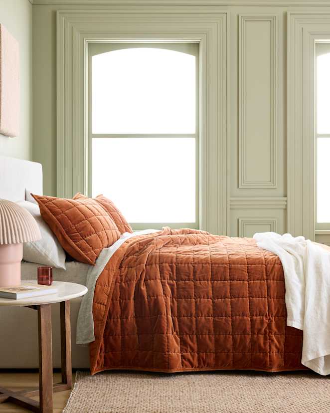 Terracotta Cotton Velvet Quilt