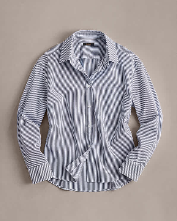 Light Blue Stripe 100% Organic Cotton Poplin Long Sleeve Shirt