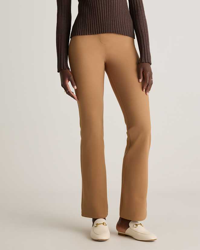 Roasted Pecan Ultra-Stretch Ponte Bootcut Pants