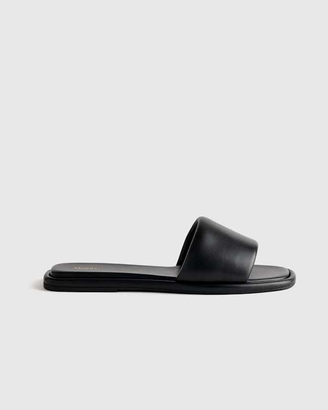 Black Italian Leather Slide Sandal