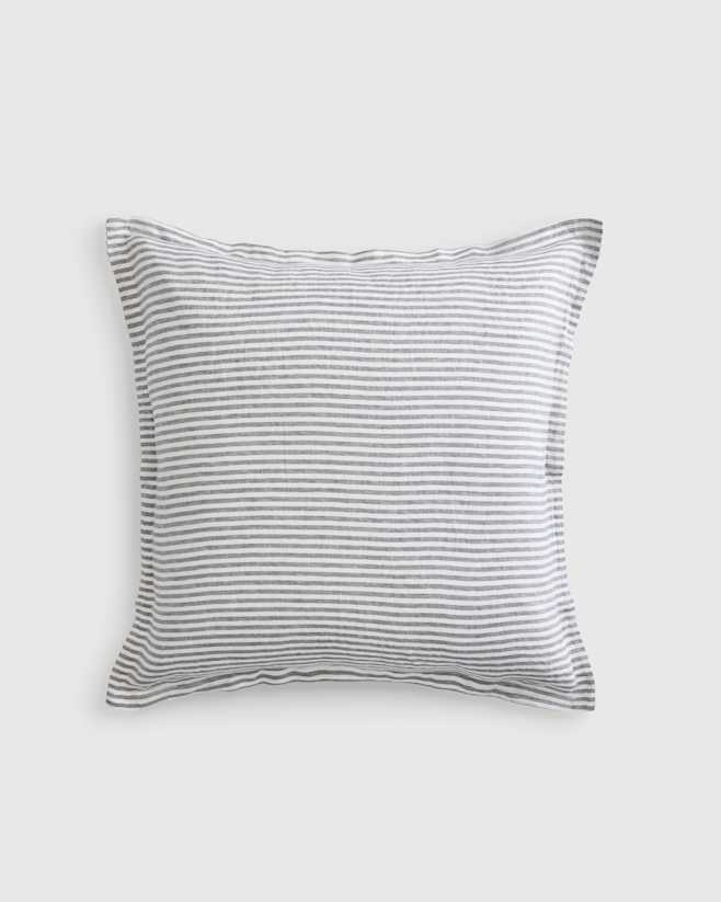 Grey/White Stripe European Linen Stripe Euro Sham