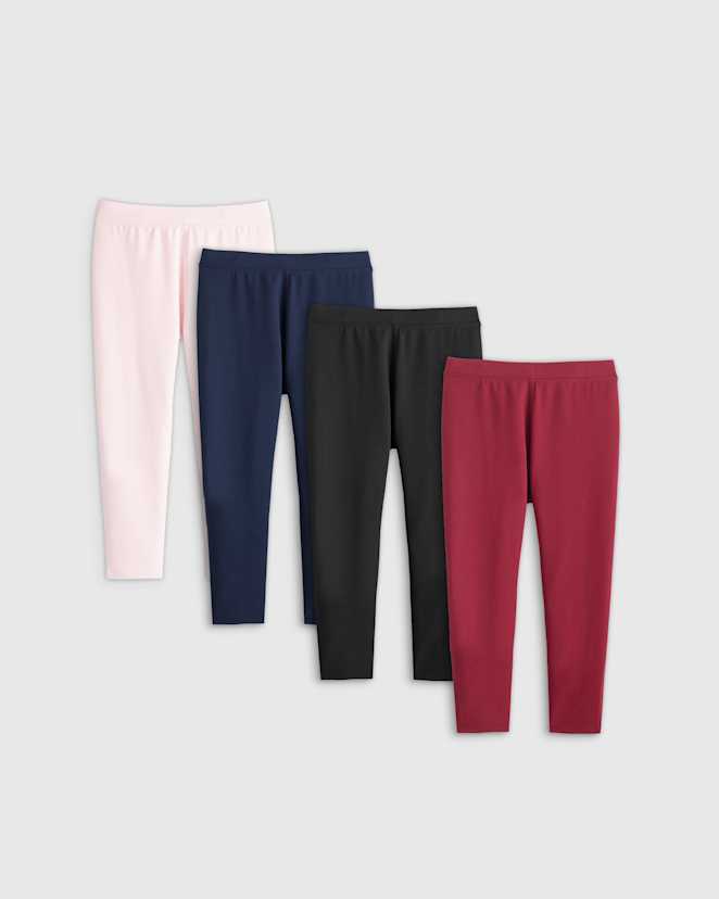 Light Pink/Navy/Black/Burgundy Organic Cotton French Terry Legging 4-Pack