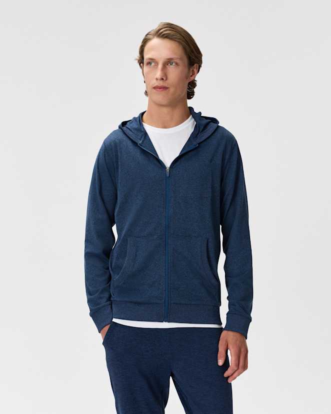 Heather Navy Flowknit Performance Full-Zip Chest Pocket Hoodie