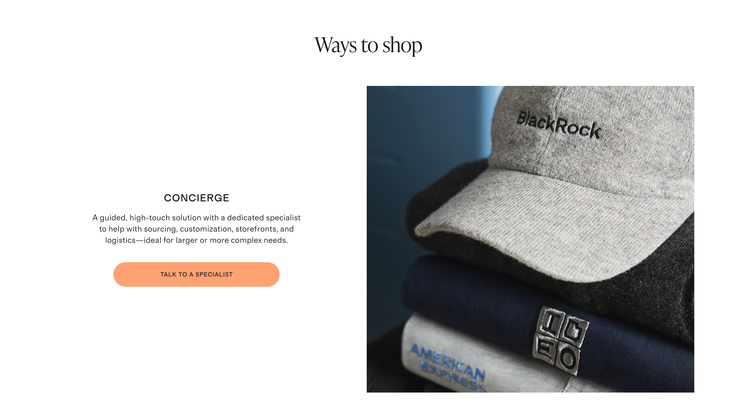 business-v2 Ways to shop concierge card desktop, 2x PNG, Figma-exact button (Grosa 24px/1.2px)
