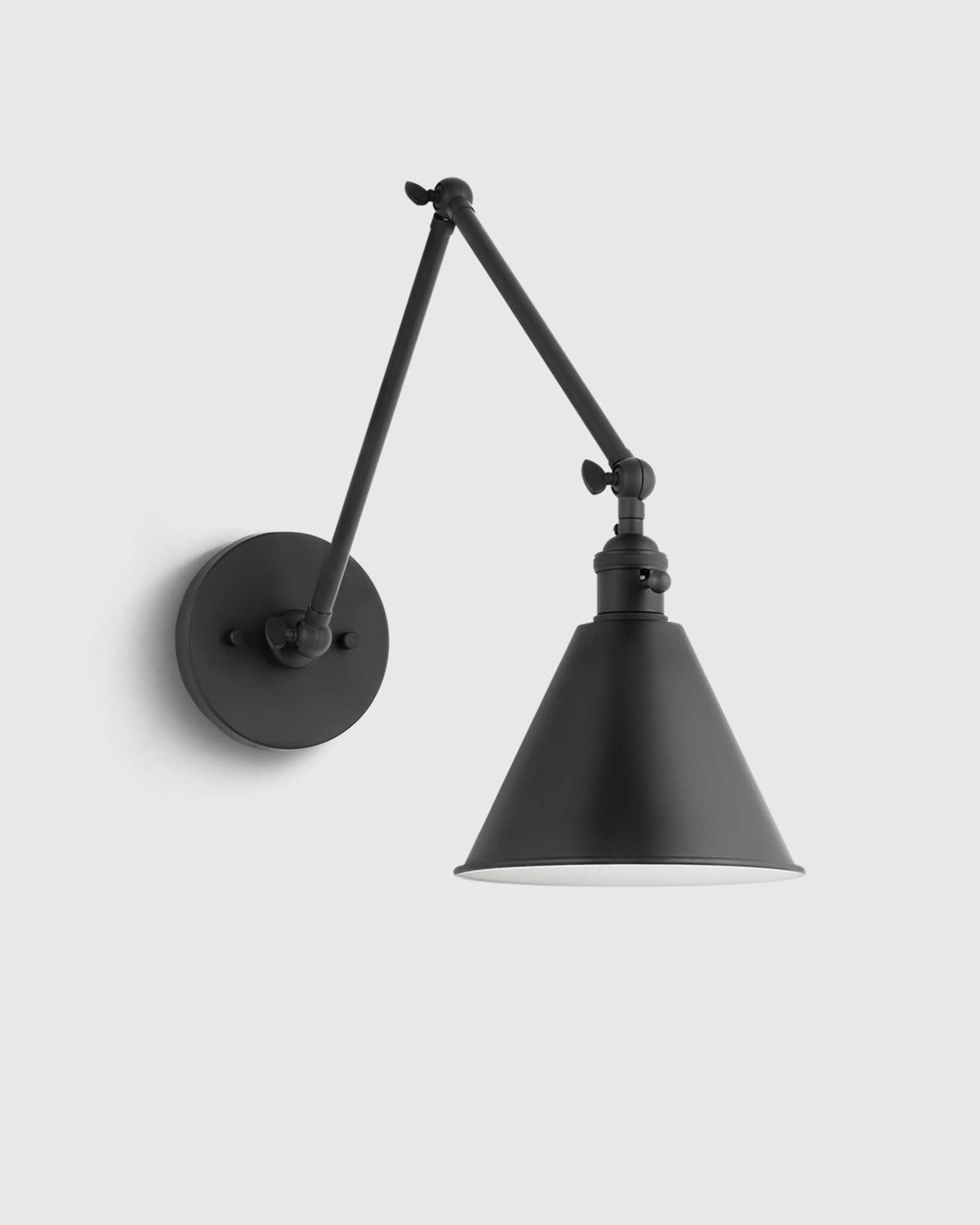 black Articulating Double Arm Steel Wall Sconce