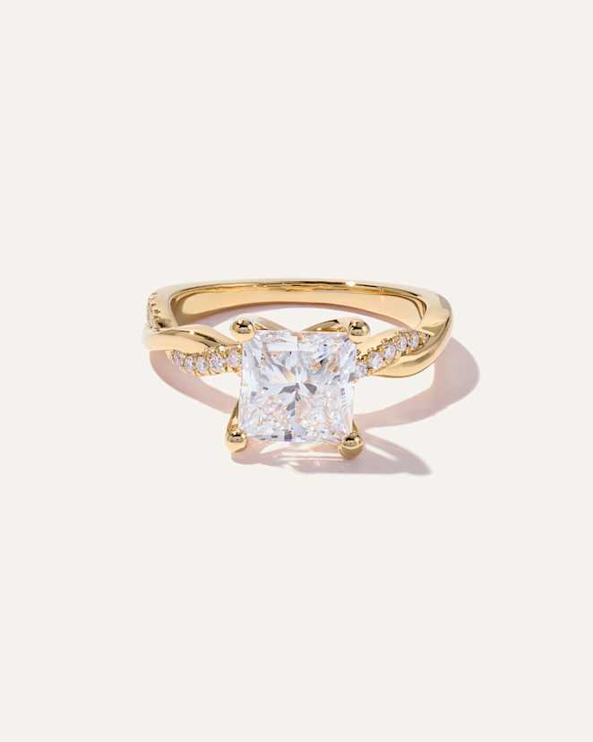 Yellow Gold Lab Grown Diamond Princess Twisted Engagement Ring - 2.5ct