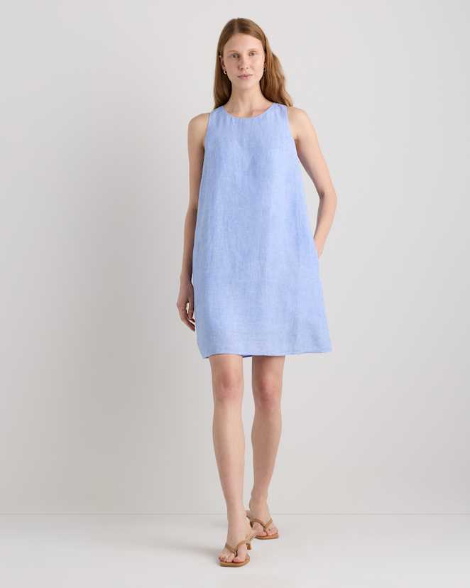 French Blue 100% European Linen Tank Mini Dress