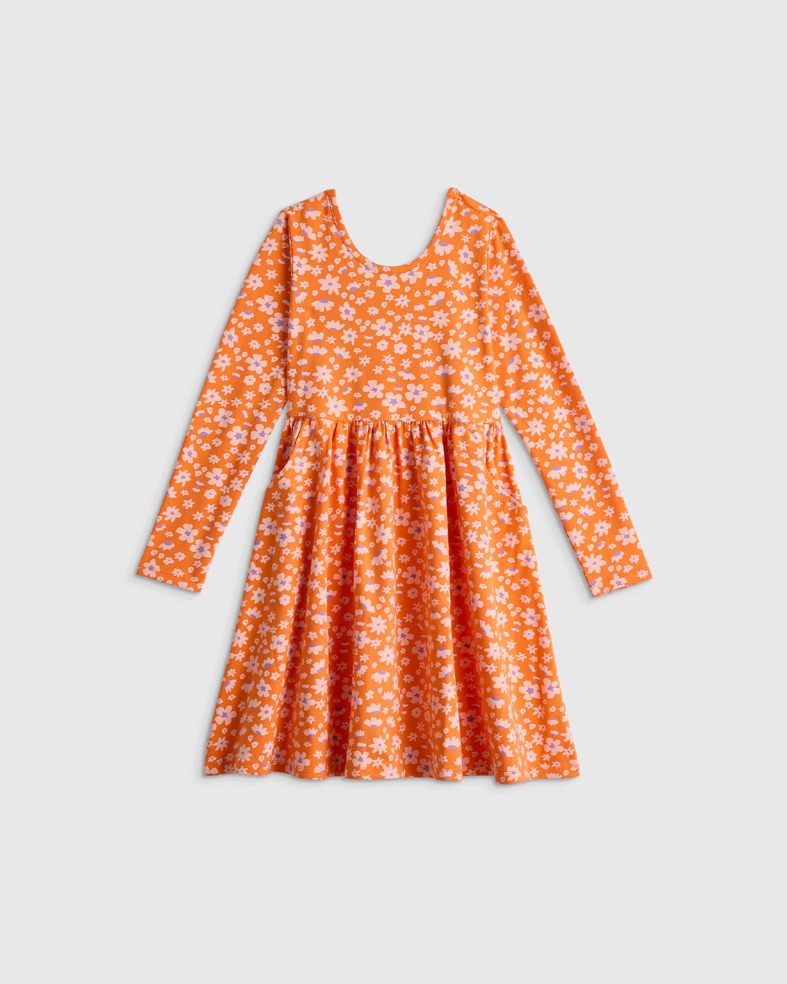 Orange Blossoms Organic Cotton Long Sleeve Skater Dress