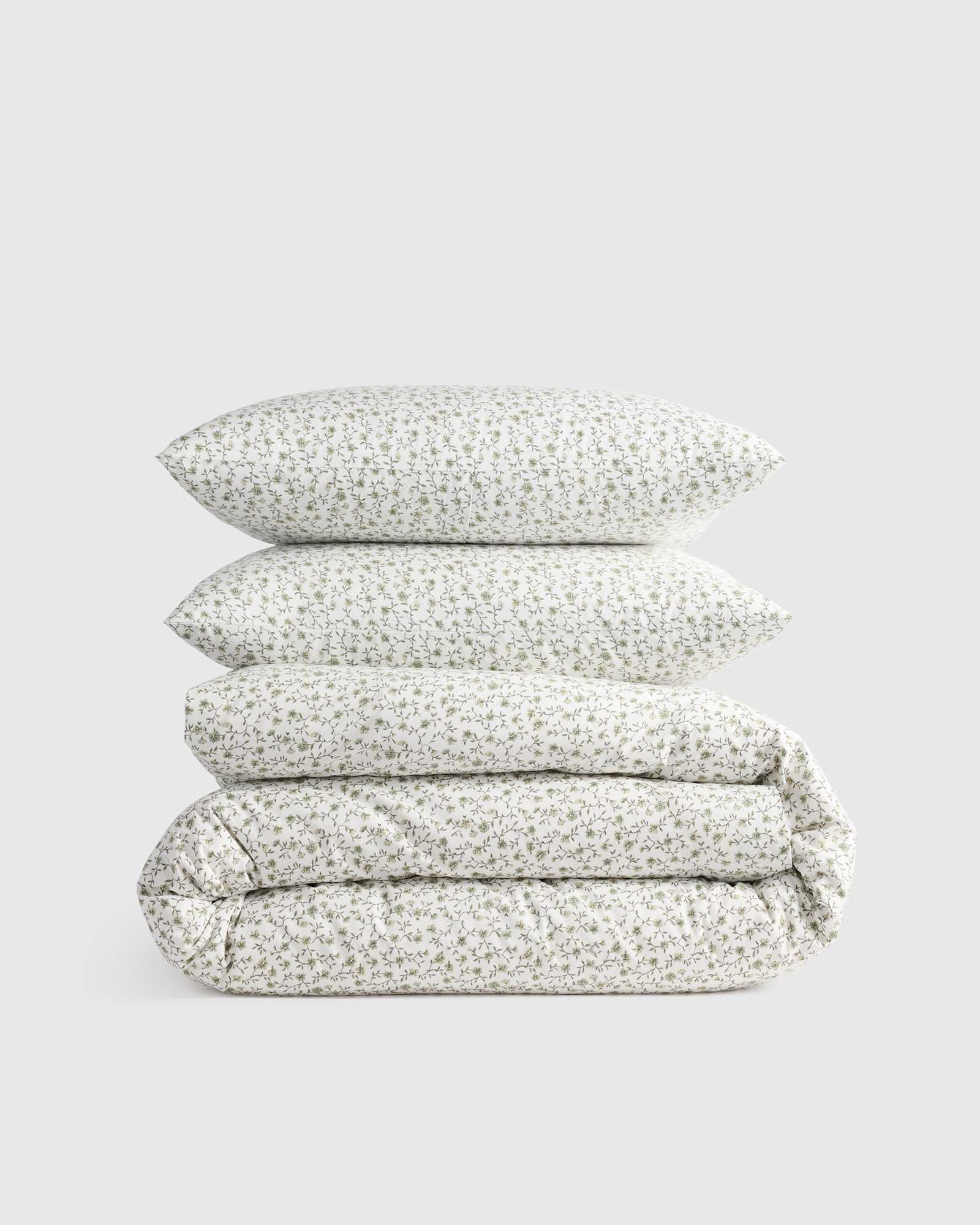 Green Florette Organic Crisp Percale Floral Duvet Cover Set