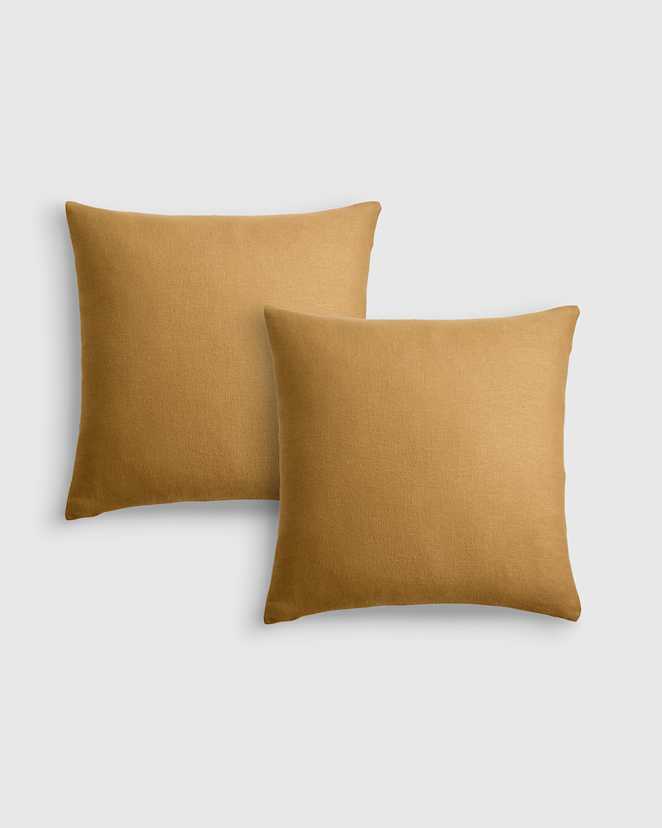 Turmeric/Flax Reversible Linen Bamboo Pillow Cover (Set Of 2)