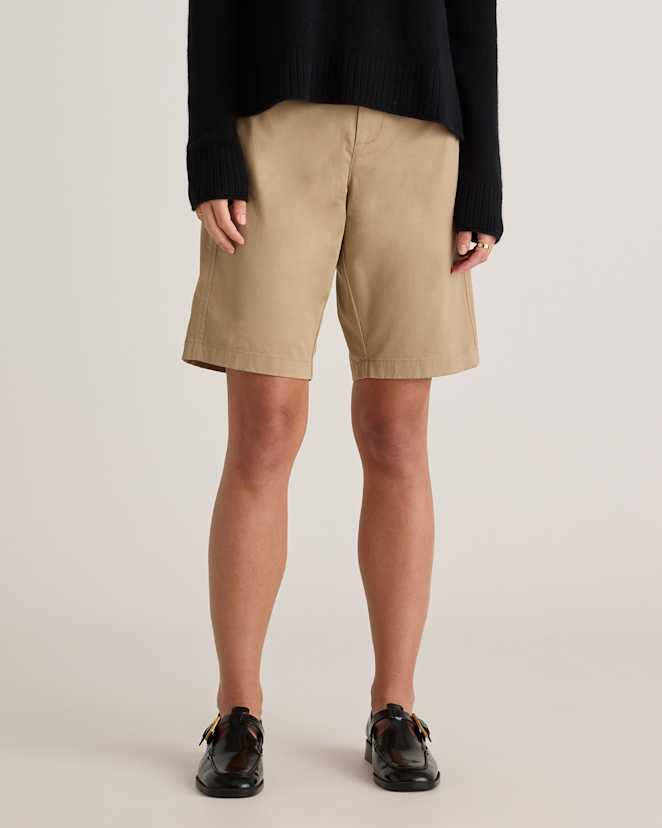Light Khaki Organic Stretch Cotton Chino Bermuda Shorts