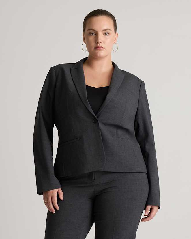 Coal Melange Italian Wool Tailored Blazer