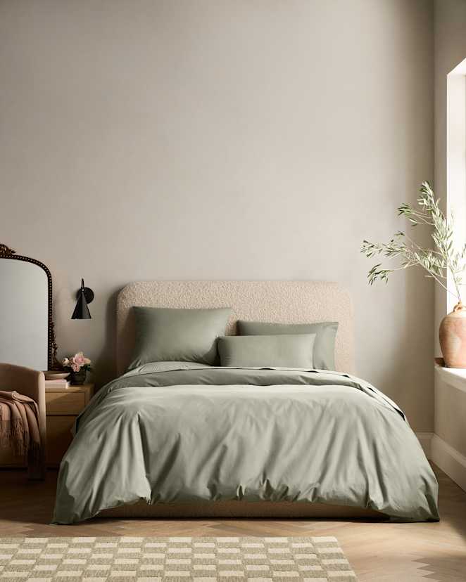 Dried Sage Organic Crisp Percale Deluxe Bedding Bundle