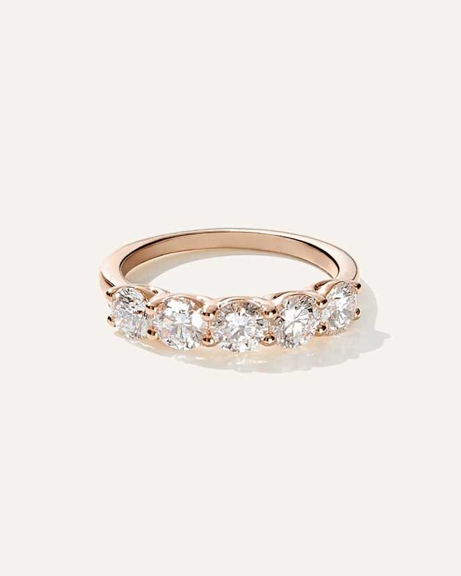 Rose Gold Lab Grown Diamond Five Stone Band