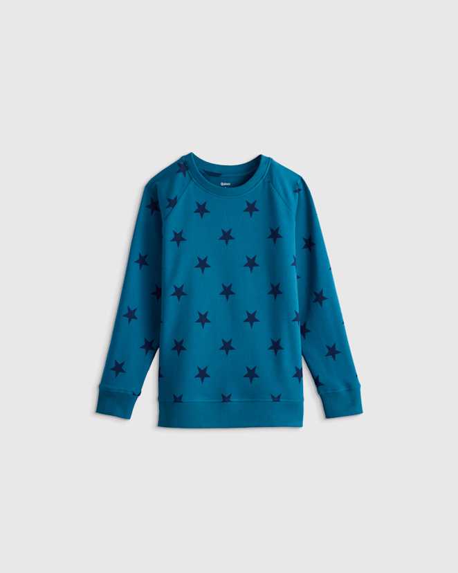 Blue Stars Pull molletonné en jersey bouclette de coton biologique à col rond